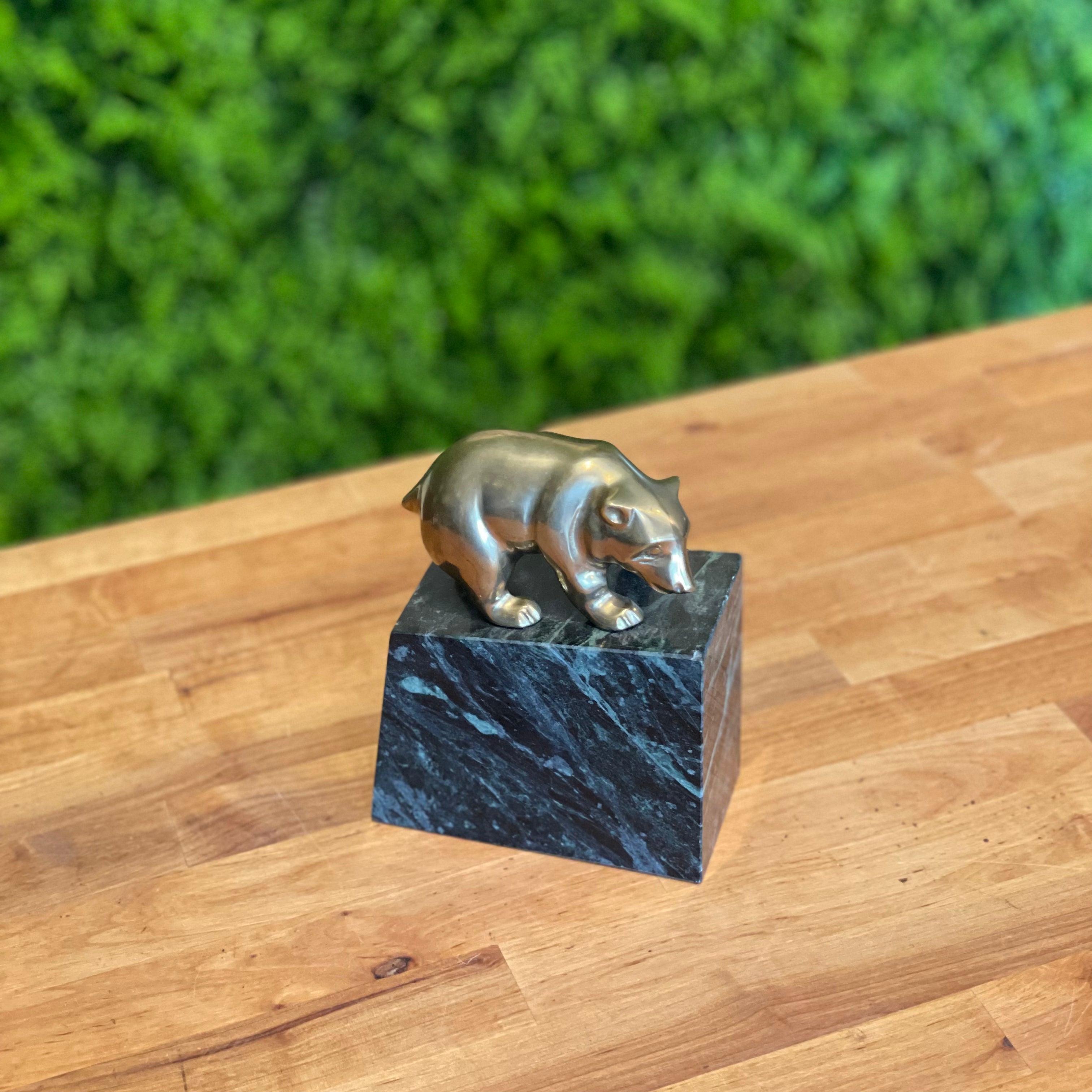 Marble and Brass Bear Bookend Sap & Seedling Market